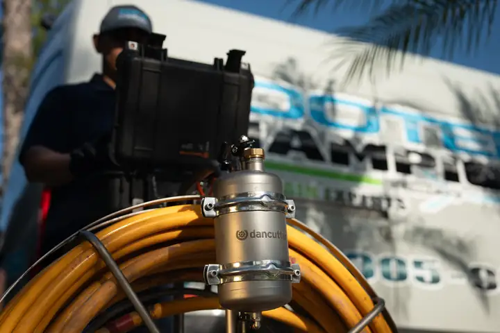 Rooter Champion at work: sewage coming up